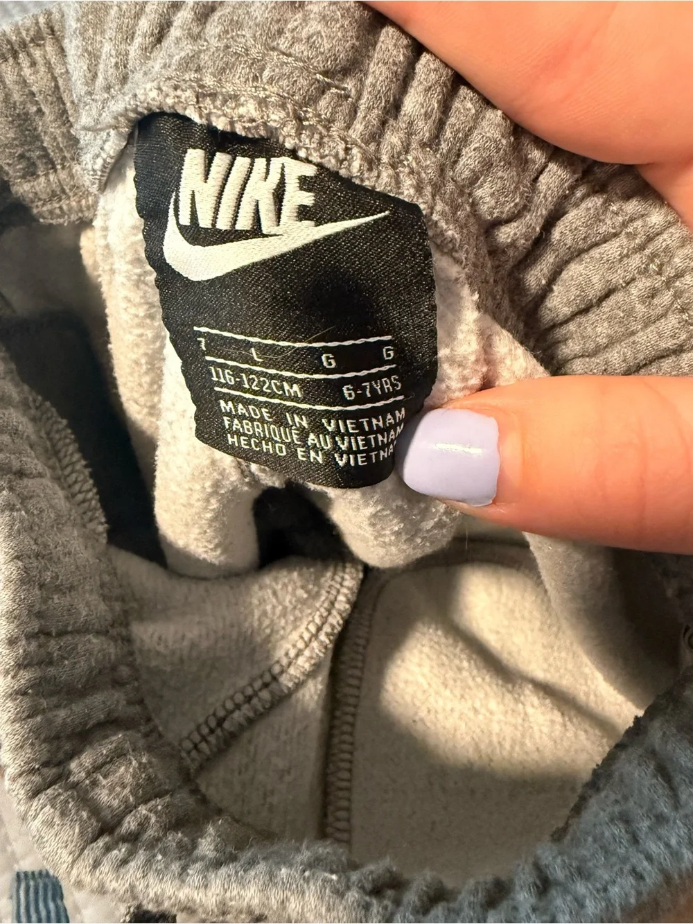 Nike Grey Kids Fleece Joggers with White Swoosh